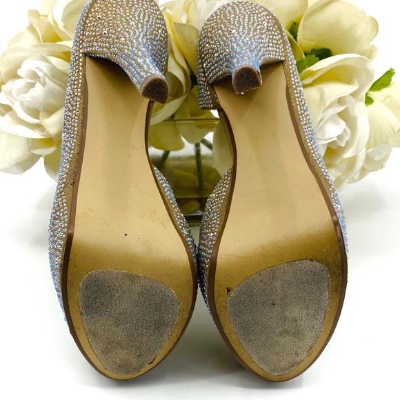 Steve Madden Bling Rhinestone Peep Toe Pumps - Picture 8 of 8